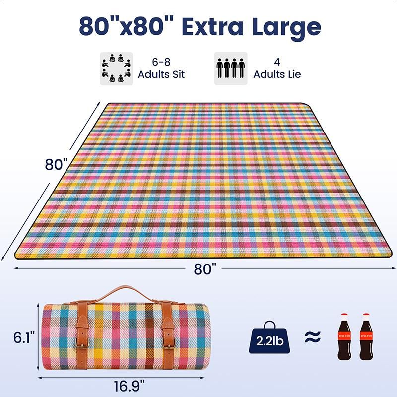 Outdoor Picnic Blanket Waterproof Mat Extra Wide Camping Tent Ground Sheet for Hiking and Outdoor Activities - Multicolor M