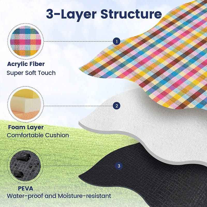 Outdoor Picnic Blanket Waterproof Mat Extra Wide Camping Tent Ground Sheet for Hiking and Outdoor Activities - Multicolor L