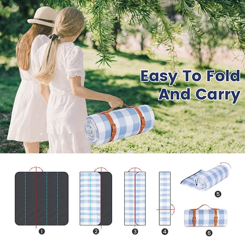 Outdoor Picnic Blanket Waterproof Mat Extra Wide Camping Tent Ground Sheet for Hiking and Outdoor Activities - Sky Blue M