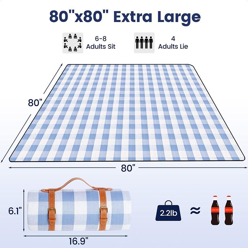 Outdoor Picnic Blanket Waterproof Mat Extra Wide Camping Tent Ground Sheet for Hiking and Outdoor Activities - Sky Blue L