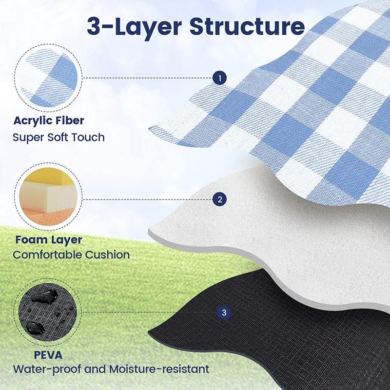 Outdoor Picnic Blanket Waterproof Mat Extra Wide Camping Tent Ground Sheet for Hiking and Outdoor Activities - Sky Blue L