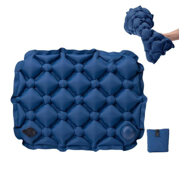 Foldable Inflatable Camping Seat Cushion Portable Seat Pad for Travel Outdoors Navy