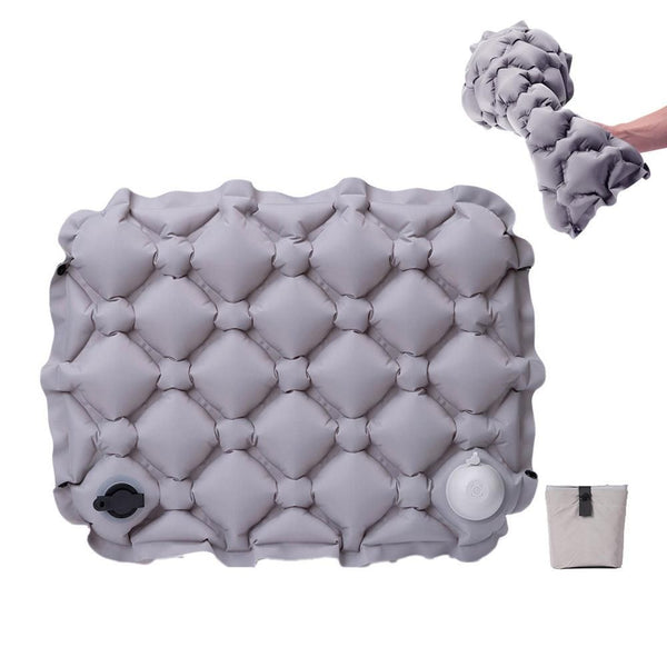 Foldable Inflatable Camping Seat Cushion Portable Seat Pad for Travel Outdoors Grey