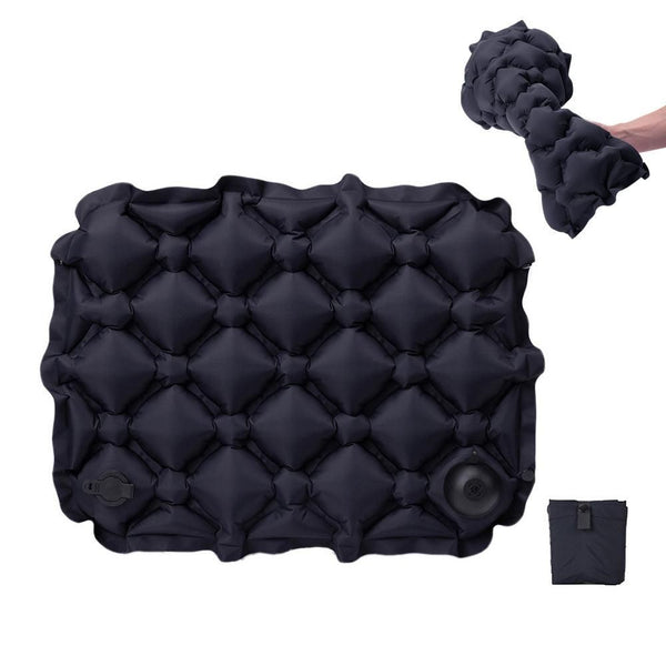Foldable Inflatable Camping Seat Cushion Portable Seat Pad for Travel Outdoors Black
