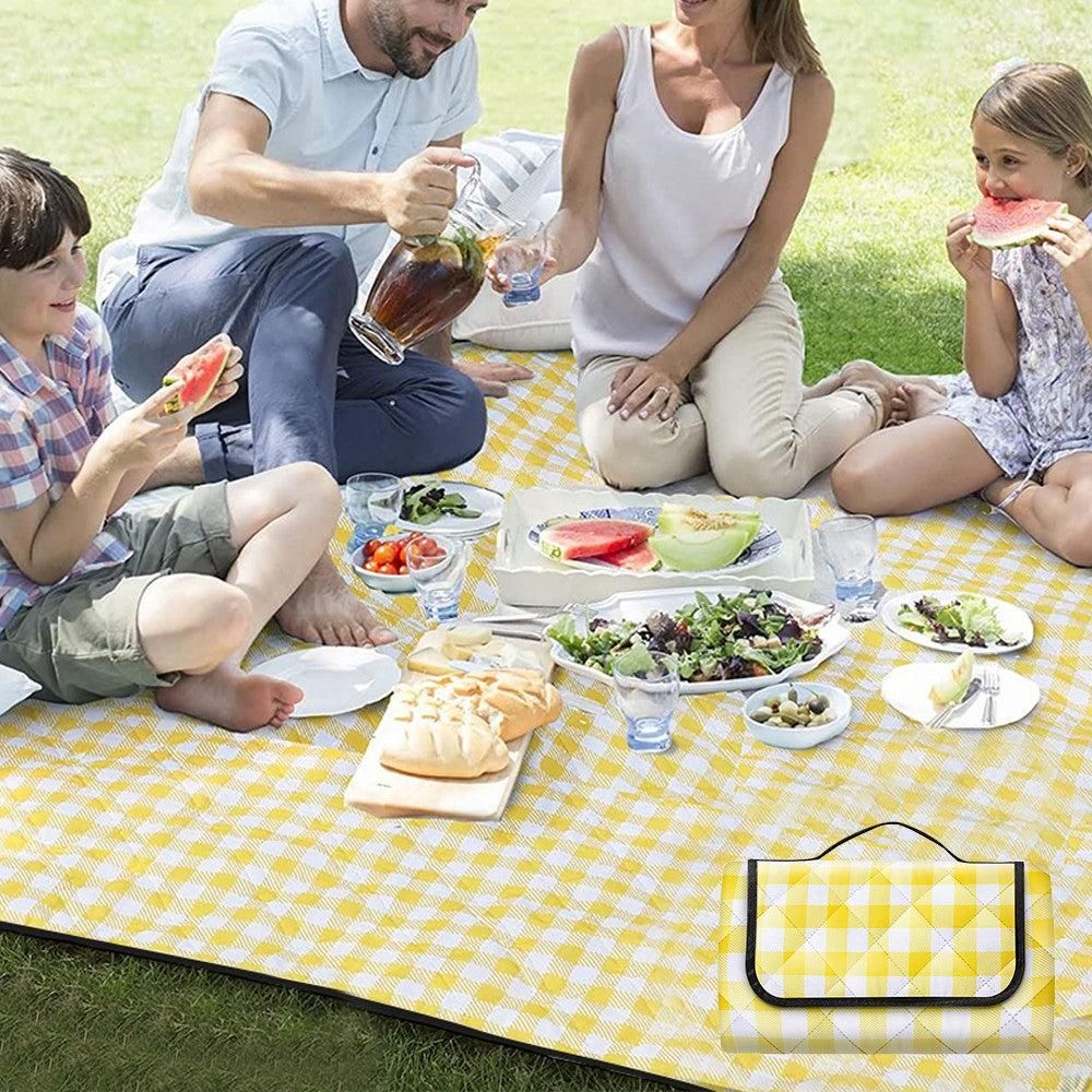 Foldable Picnic Mat Water-resistant Soft Camping Blanket Beach Outdoor Mat Yellow S