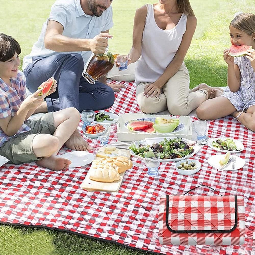 Foldable Picnic Mat Water-resistant Soft Camping Blanket Beach Outdoor Mat Red S