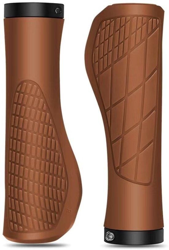 1 Pair Bicycle Handlebar Grips Mountain Bike with Installation Tools - Brown