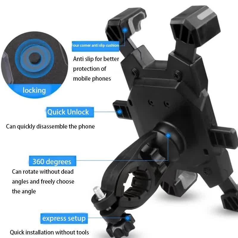 Yellow Secure Grip Bike Phone Mount Adjustable 360 Rotation Bicycle Handlebar Holder Universal Cradle For Mtb & Road Cycling Mounts & Holders