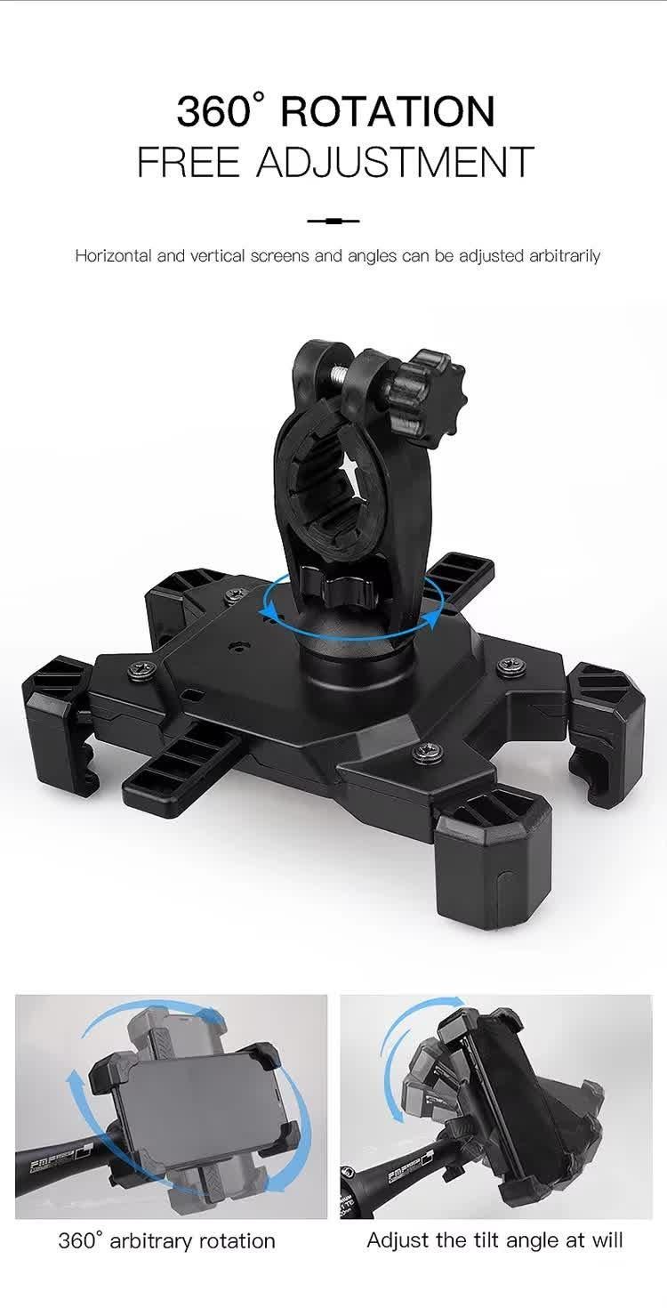 Red Secure Grip Bike Phone Mount Adjustable 360 Rotation Bicycle Handlebar Holder Universal Cradle For Mtb & Road Cycling Mounts & Holders