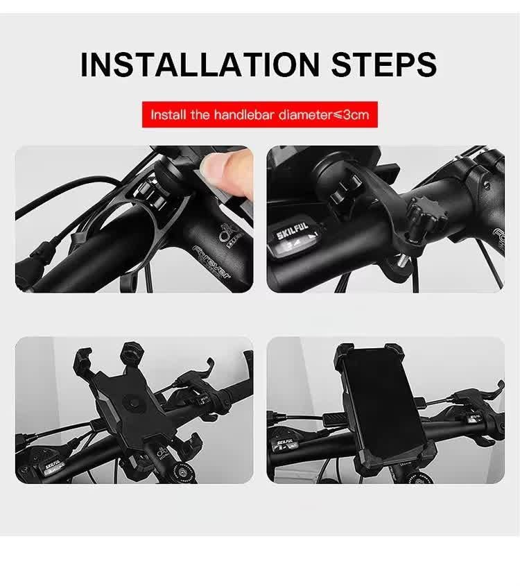 Red Secure Grip Bike Phone Mount Adjustable 360 Rotation Bicycle Handlebar Holder Universal Cradle For Mtb & Road Cycling Mounts & Holders