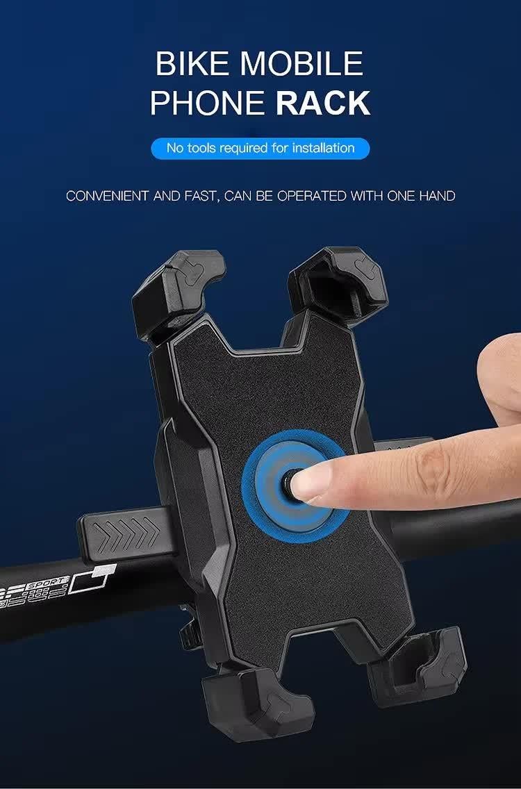 Blue Secure Grip Bike Phone Mount Adjustable 360 Rotation Bicycle Handlebar Holder Universal Cradle For Mtb & Road Cycling Mounts & Holders