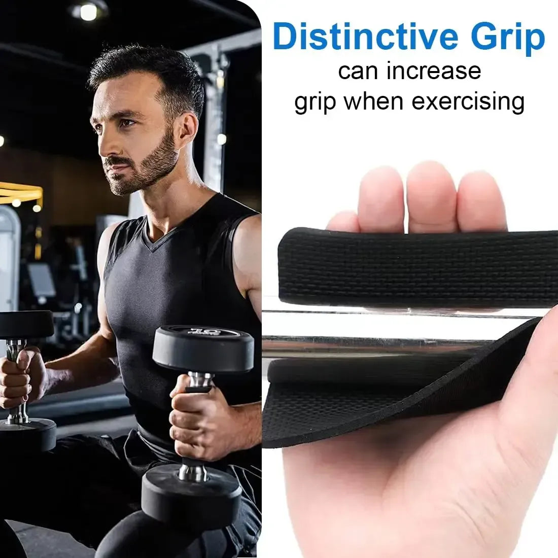 10Pcs Gym Workout Lifting Grips for Men & Women Pull up Weightlifting Hand Grips No Sweaty Hands - Black