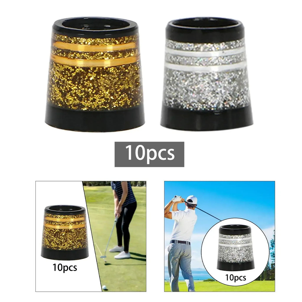 10Pcs Tapered Golf Iron Ferrules for Tapered Shaft 0.370 Sleeves Iron Wedge Golf Club Repair Parts Tool - Gold