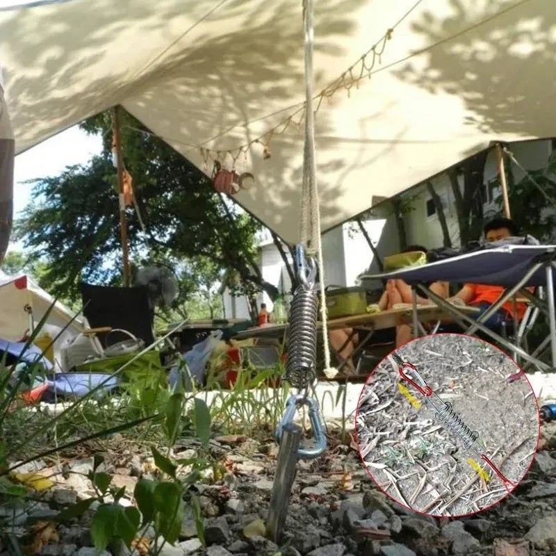 10Pcs Tent Wind Rope Spring Buckle Tent Tensioner Camping Deck Pegs Carabiner Clips Awning Tightener Fixed Hook