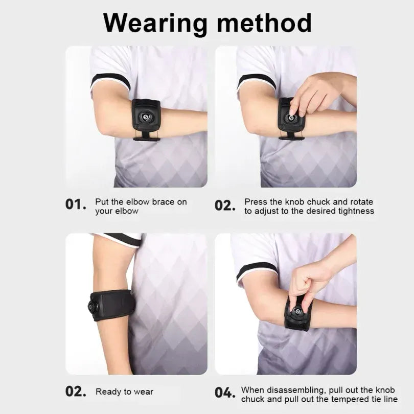 Adjustable Elbow Brace Tennis Elbow Arm Support Band Golf Strap Sports Protector Pad - Black M(20-26cm)