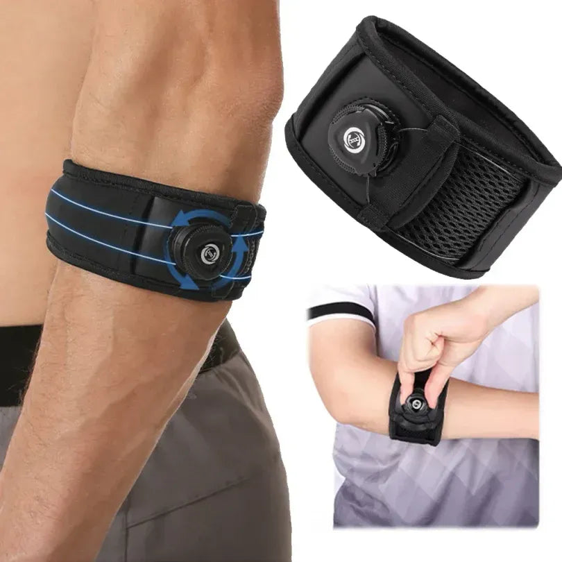 Adjustable Elbow Brace Tennis Elbow Arm Support Band Golf Strap Sports Protector Pad - Black L(26-32cm)