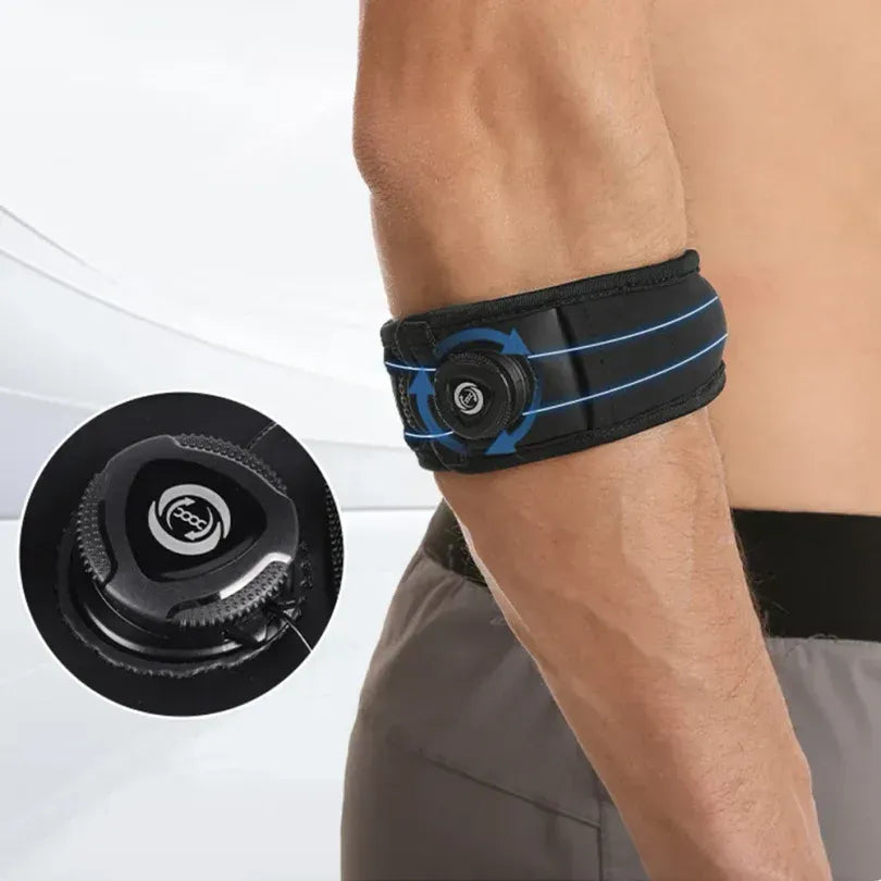 Adjustable Elbow Brace Tennis Elbow Arm Support Band Golf Strap Sports Protector Pad - Black L(26-32cm)
