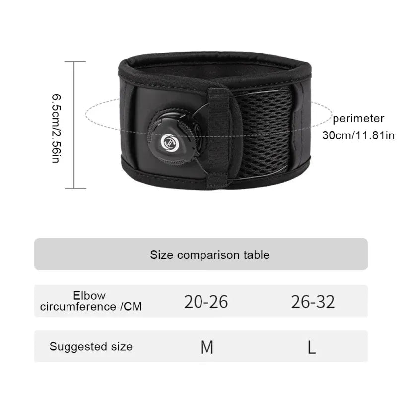 Adjustable Elbow Brace Tennis Elbow Arm Support Band Golf Strap Sports Protector Pad - Black L(26-32cm)