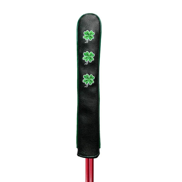 Golf Alignment Rod Cover Aiming Training Aid Headcover Waterproof Leather Head Protection Golf Supplies - Clover Black