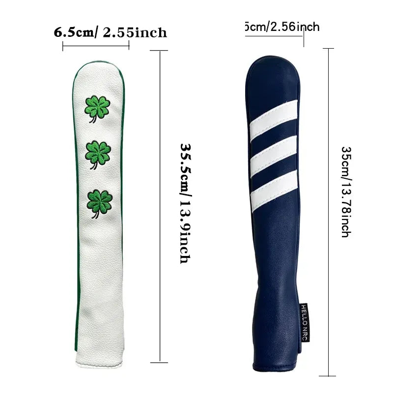 Golf Alignment Rod Cover Aiming Training Aid Headcover Waterproof Leather Head Protection Golf Supplies - Clover Black