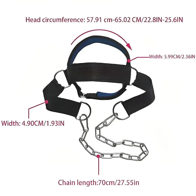 Head Neck Training Harness Exercise Cervical Spine Strap Adjustable Gym Fitness Weight Bearing Device - Blue