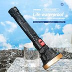 LED Flashlight USB Rechargeable Tactical Hunting Camping Lantern Built-in Battery Power Display - Gold