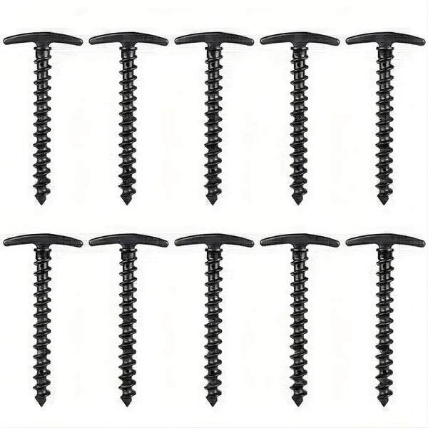 Outdoor Camping Screw Stakes For Camping Hiking Tent 10pcs - 10 Pcs Blacks
