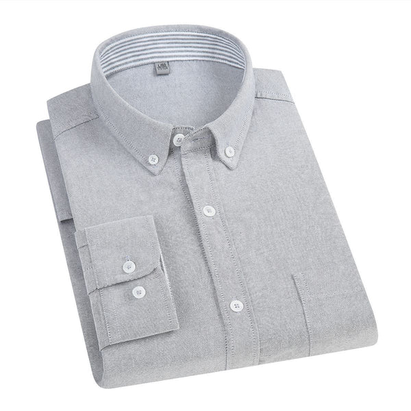 East Rain Men Cotton Long Sleeve Shirt Grey 39/M