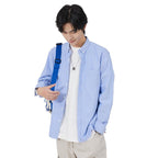 East Rain Men Cotton Long Sleeve Shirt Grey 44/4XL