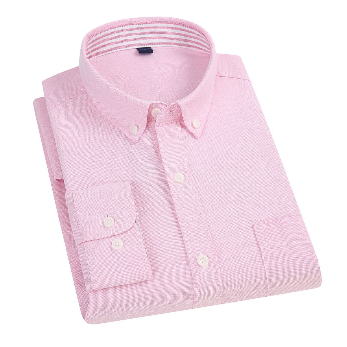 East Rain Men Cotton Long Sleeve Shirt Pink 42/2XL