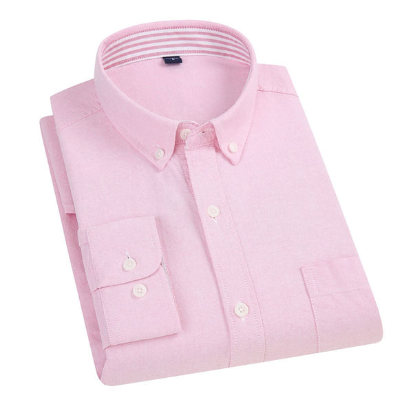 East Rain Men Cotton Long Sleeve Shirt Pink 43/3XL