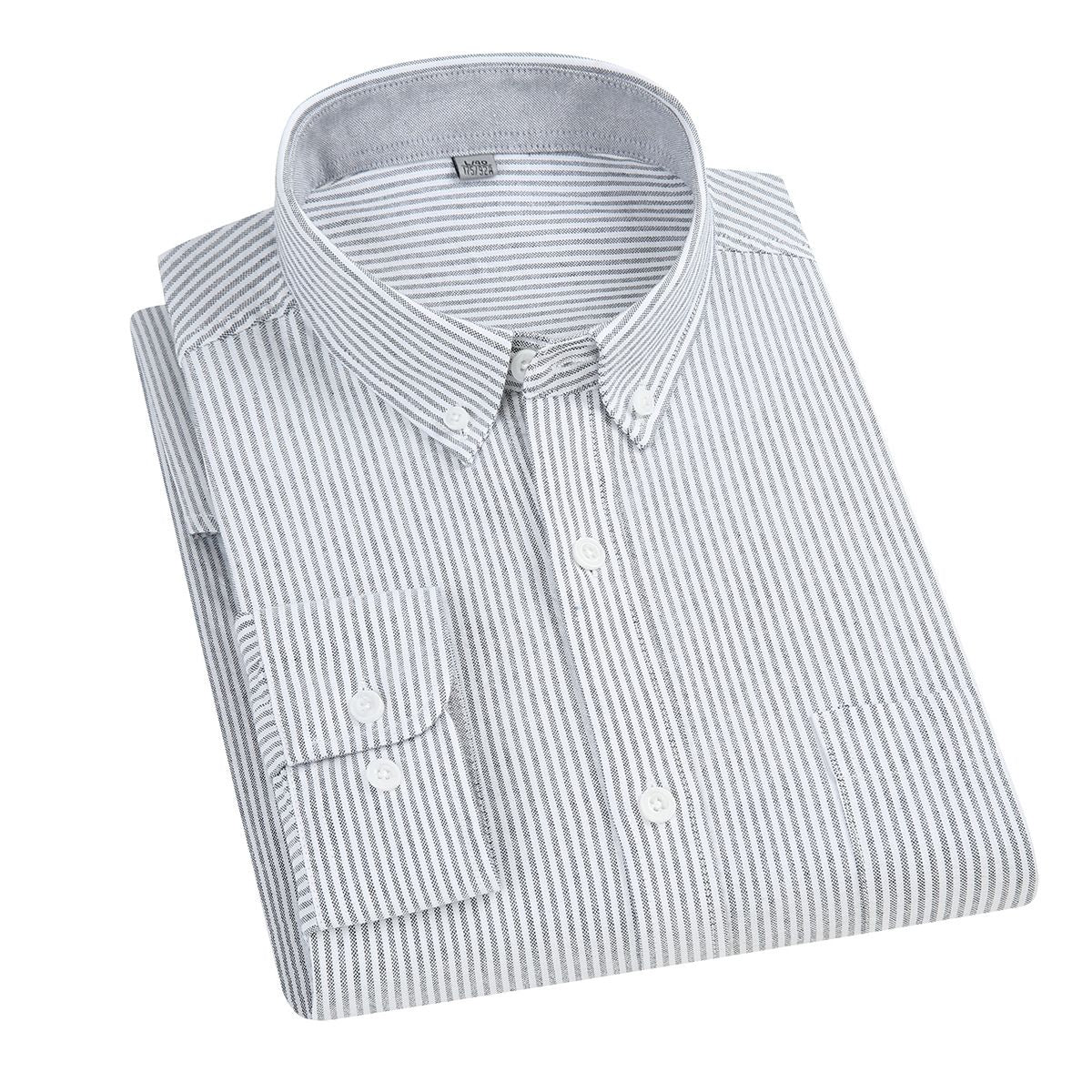 East Rain Men Cotton Long Sleeve Shirt gray bar 45/5XL