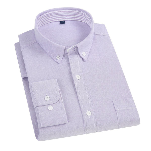 East Rain Men Cotton Long Sleeve Shirt Purple 45/5XL