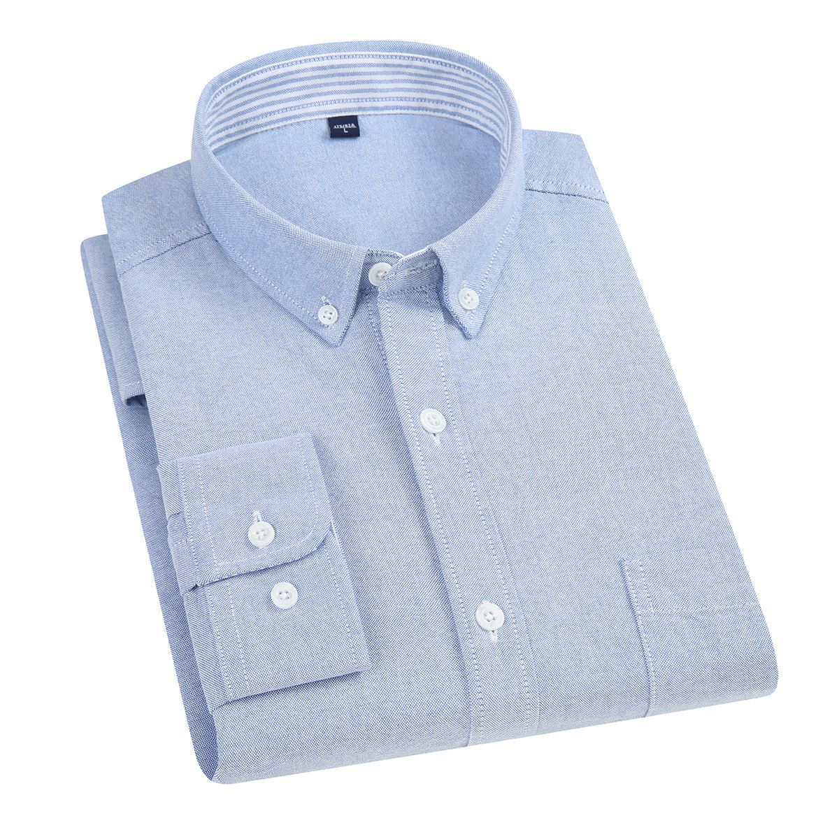 East Rain Men Cotton Long Sleeve Shirt Light blue 45/5XL