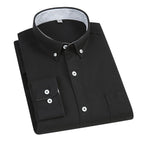 East Rain Men Cotton Long Sleeve Shirt Black 45/5XL