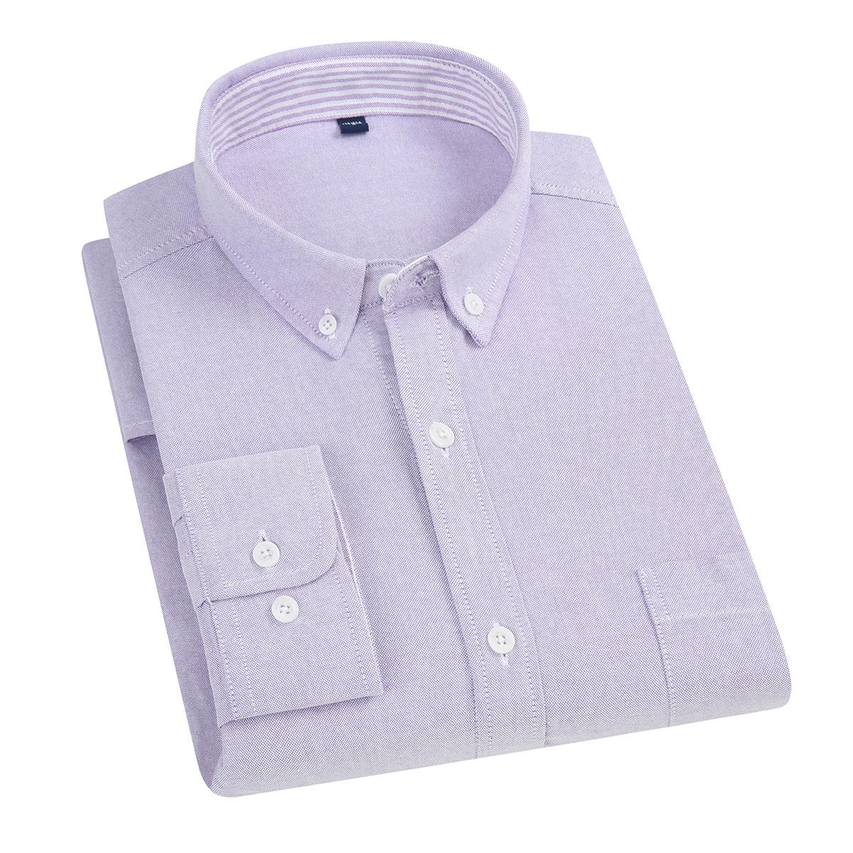 East Rain Men Cotton Long Sleeve Shirt Purple 39/M