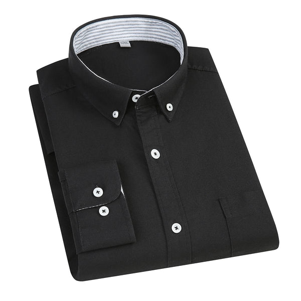 East Rain Men Cotton Long Sleeve Shirt Black 39/M