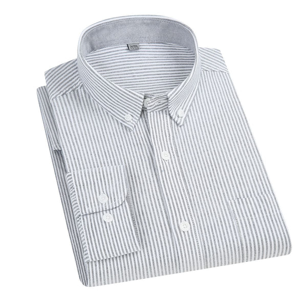 East Rain Men Cotton Long Sleeve Shirt gray bar 43/3XL