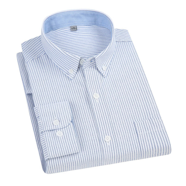 East Rain Men Cotton Long Sleeve Shirt blue bar 43/3XL