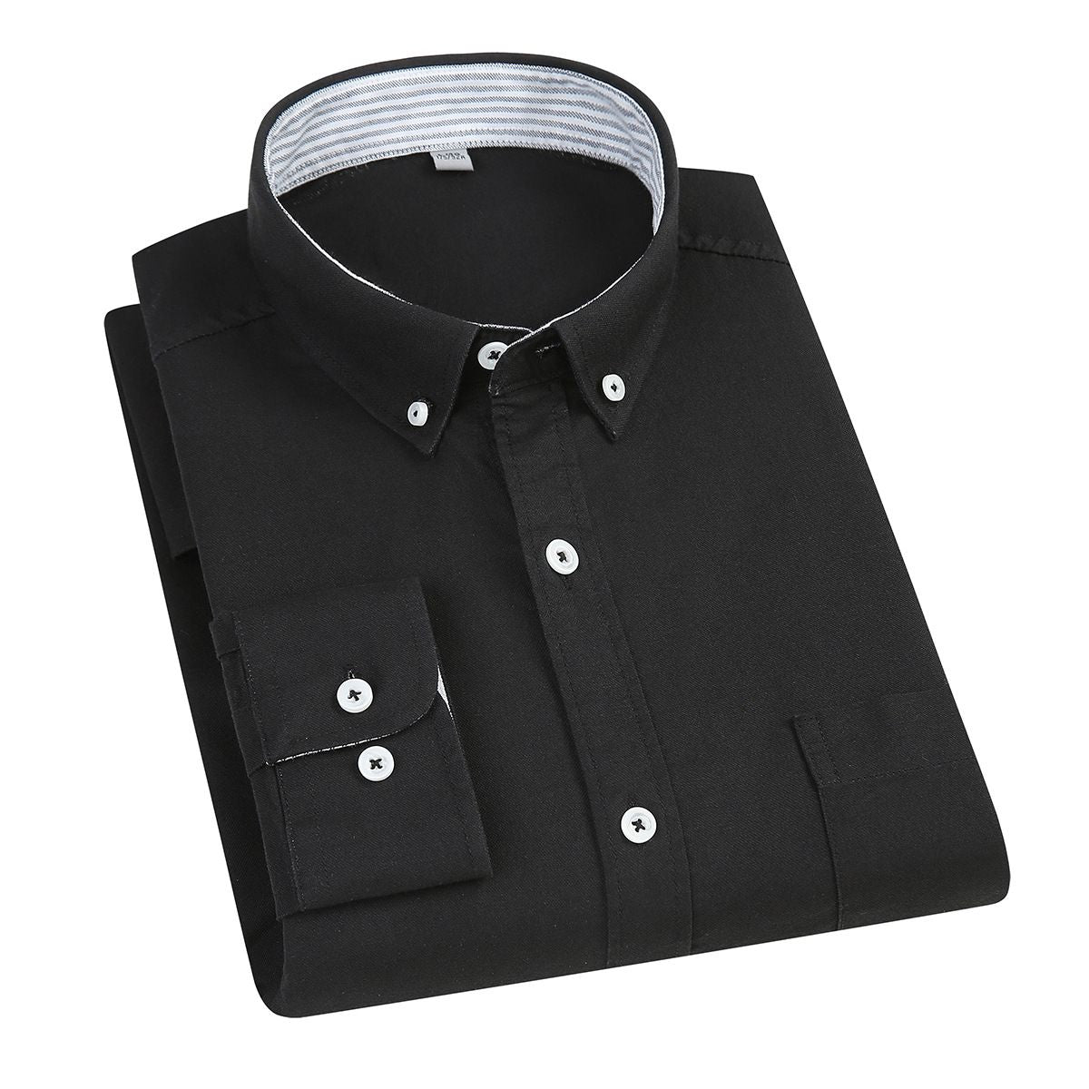 East Rain Men Cotton Long Sleeve Shirt Black 44/4XL