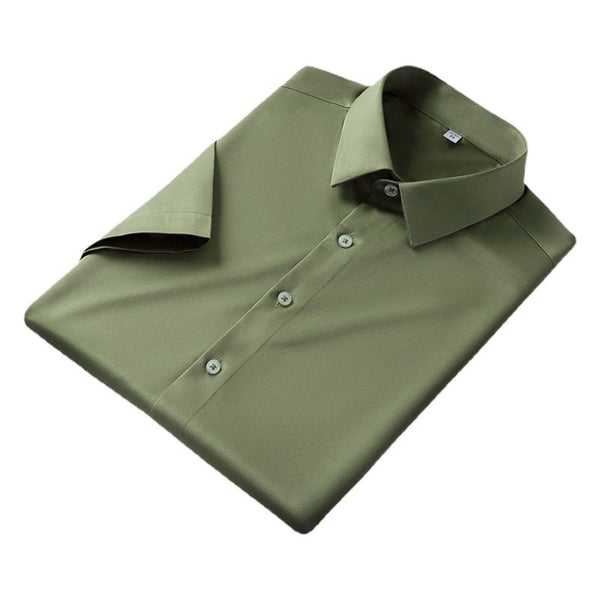 QIDEN Men's Short Sleeve Slim Fit No Iron Polyester... D2128-1 46