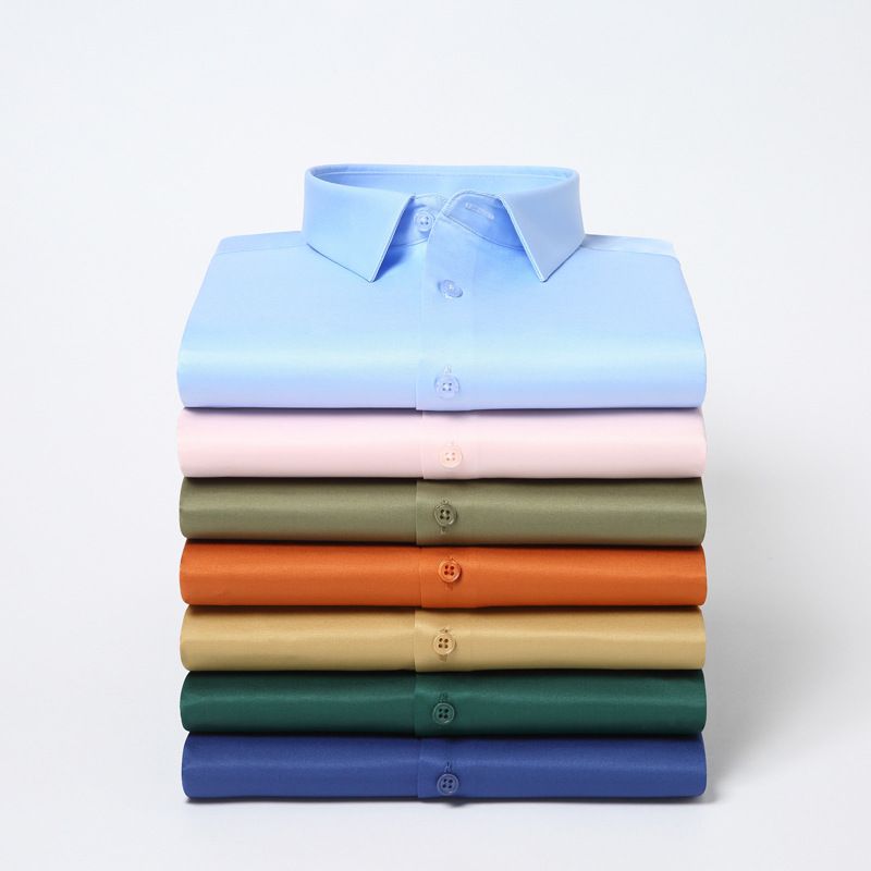 QIDEN Men's Short Sleeve Slim Fit No Iron Polyester... D2128-2 45
