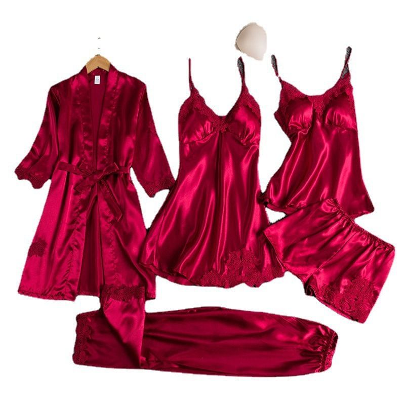Butterfly Women Sleepwear Set Polyester Long Sleeve Navy Blue M