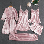 Butterfly Women Sleepwear Set Polyester Long Sleeve Navy Blue XL