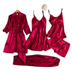 Butterfly Women Sleepwear Set Polyester Long Sleeve Navy Blue XL