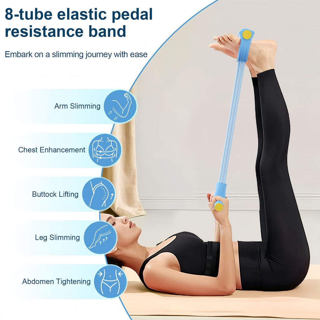 Workout Set – Breathing Trainer,6 Tube Resistance Bands& 8-Tube Elastic Pedal Puller Resistance Band for Men Women Full Body Workouts,Yoga,Pilates,Strength Training