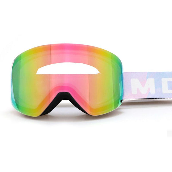 Pink Magnetic Cylindrical Ski Goggles with Interchangeable Anti-Fog Lenses