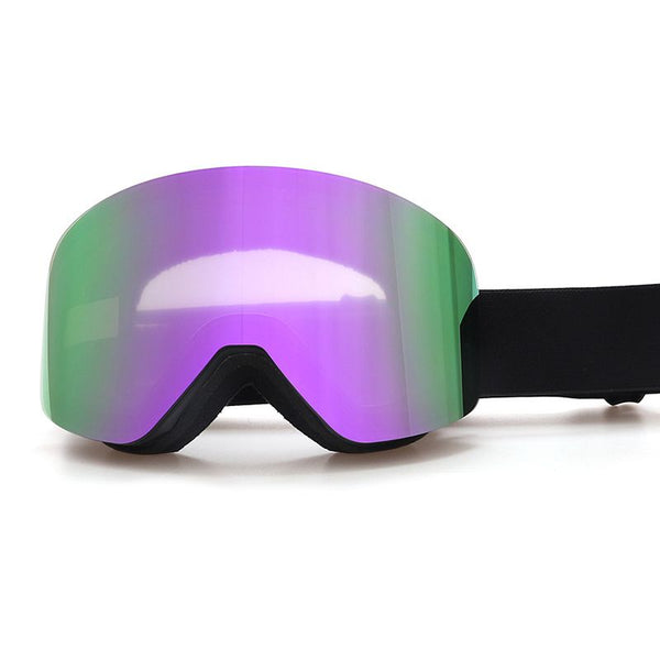 Purple Magnetic Cylindrical Ski Goggles with UV400 Interchangeable Lenses