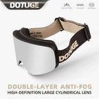 DOTUGE DGZ-12XS Ski Goggles with Italian REVO Coated Dual-Layer Anti-Fog Lens, UV400 Protection, Large Cylindrical Wide View, Compatible with Prescription Glasses, for Skiing and Snow Sports (A)