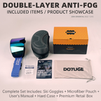 DOTUGE DGZ-12XS Ski Goggles with Italian REVO Coated Dual-Layer Anti-Fog Lens, UV400 Protection, Large Cylindrical Wide View, Compatible with Prescription Glasses, for Skiing and Snow Sports (A)